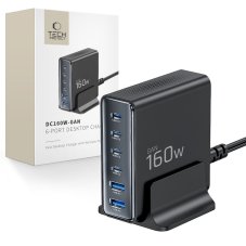 Tech-Protect Dc160W-Gan 6 portos asztali töltő PD 160W / QC3.0 Black