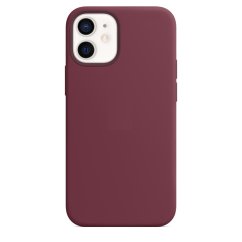 iPhone 12 mini Silicone Case s MagSafe - Plum design (bordový)