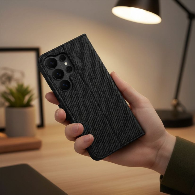 Kryt Anti-Theft 4Card Rfid Book Case Xiaomi Redmi Note 15 5G Black Tech Fabric