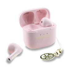 Guess Classic Logo Charm TWS bezdrôtové slúchadlá Pink