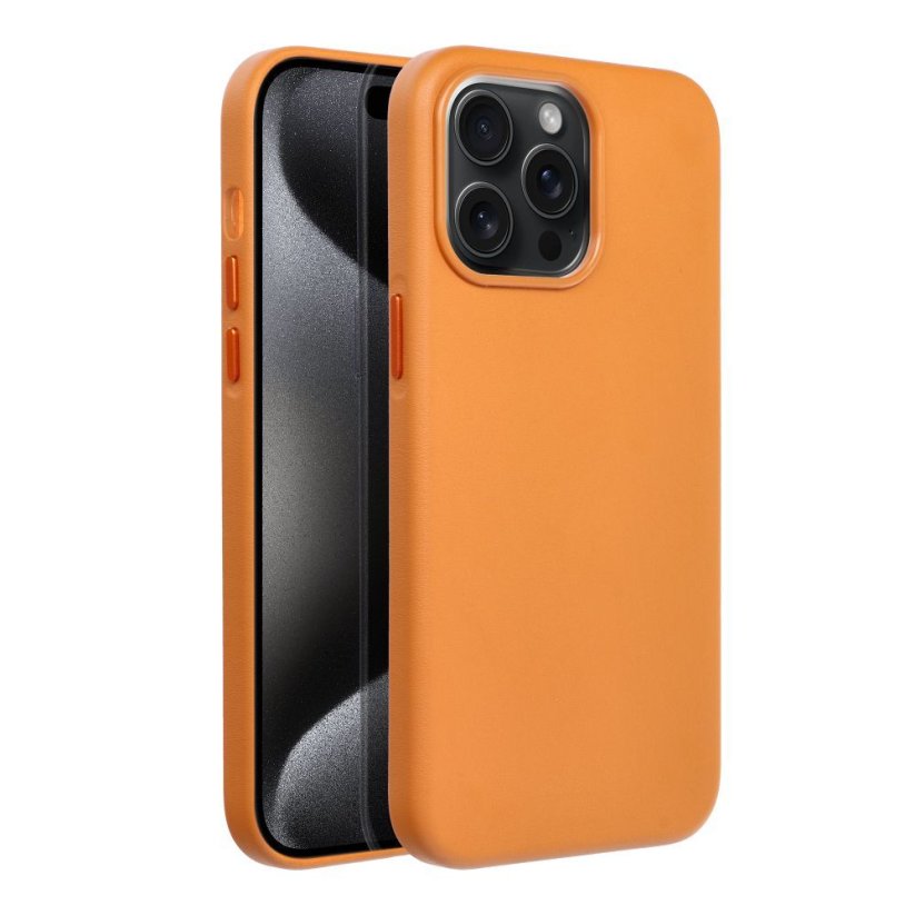Kryt Leather Mag Cover Case iPhone 15 Pro Max Orange