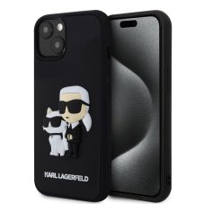 Karl Lagerfeld 3D Rubber Karl and Choupette zadný kryt pre iPhone 13 Black