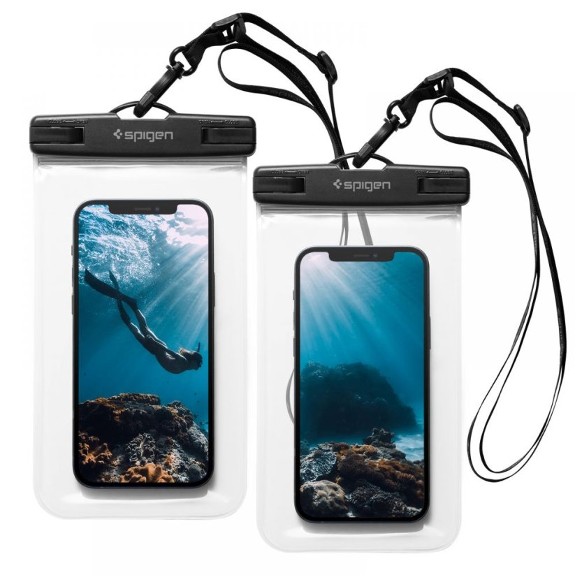 Vodeodolné púzdro Spigen A601 Universal Waterproof Case 2-Pack Crystal Clear