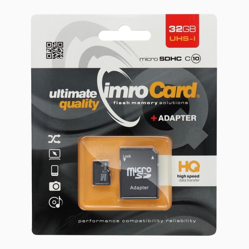 Pamäťová karta Imro Memory Card Microsd 32Gb 100Mb/S Class 10 Uhs I With Adapter Sd