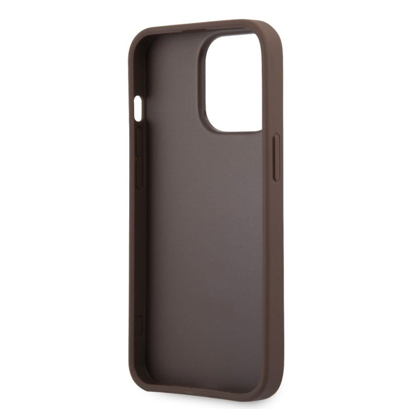 Guess PU 4G Metal Logo zadný kryt pre iPhone 13 Pro Max Brown