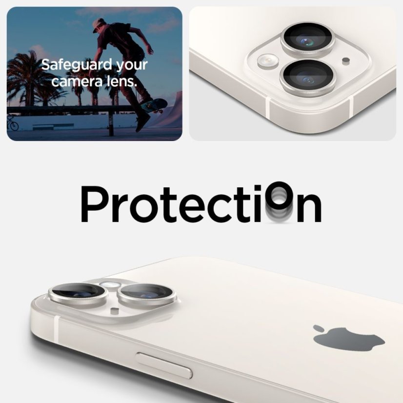 Ochranné sklo zadnej kamery Spigen Optik.Tr ”Ez Fit” Camera Protector 2-Pack iPhone 14 / 14 Plus / 15 / 15 Plus Starlight