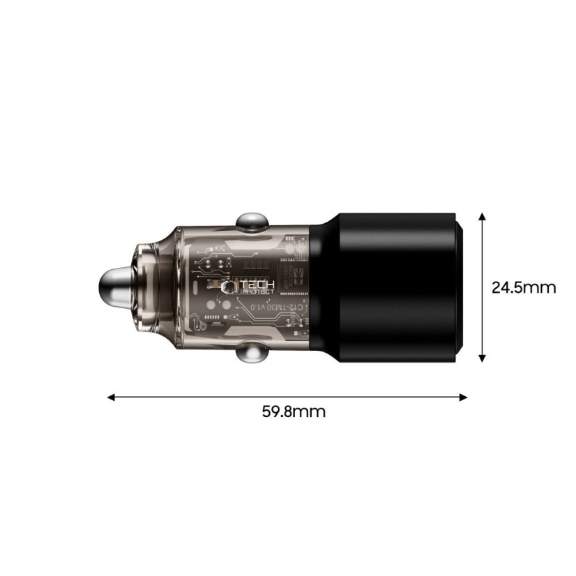 Tech-Protect Cc03 2 portos autós töltő PD 100W Black