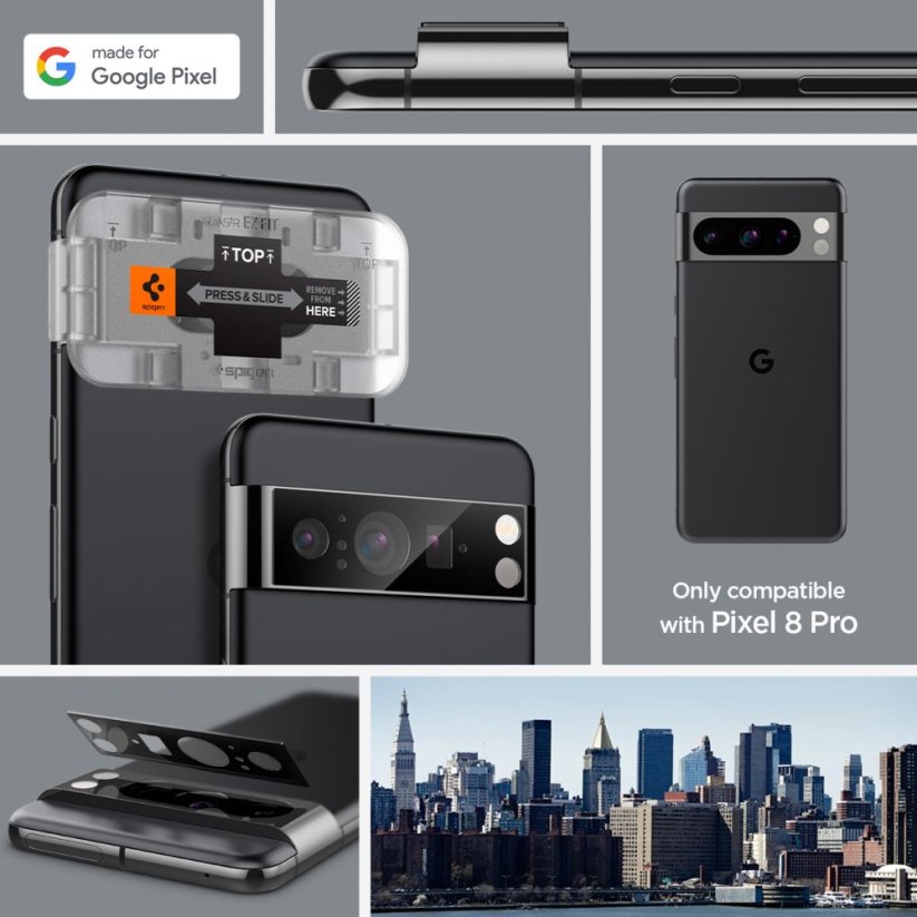 Ochranné sklo zadnej kamery Spigen Optik.Tr ”Ez Fit” Camera Protector 2-Pack Google Pixel 8 Black