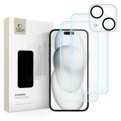 Ochranné tvrdené sklo Tech-Protect Supreme Set 3-Pack iPhone 15 Clear Ochranné tvrdené sklo Tech-Protect Supreme Set 3-Pack iPhone 15 Clear