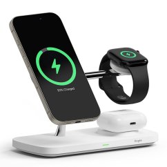 Bezdrôtová nabíjačka Ringke 3v1 Qi2 Magnetic Magsafe Wireless Charger White