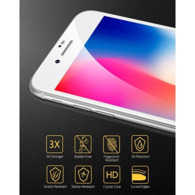 10ks balenie - 3D ochranné sklo na celý displej - iPhone 6 Plus/6S Plus - biele