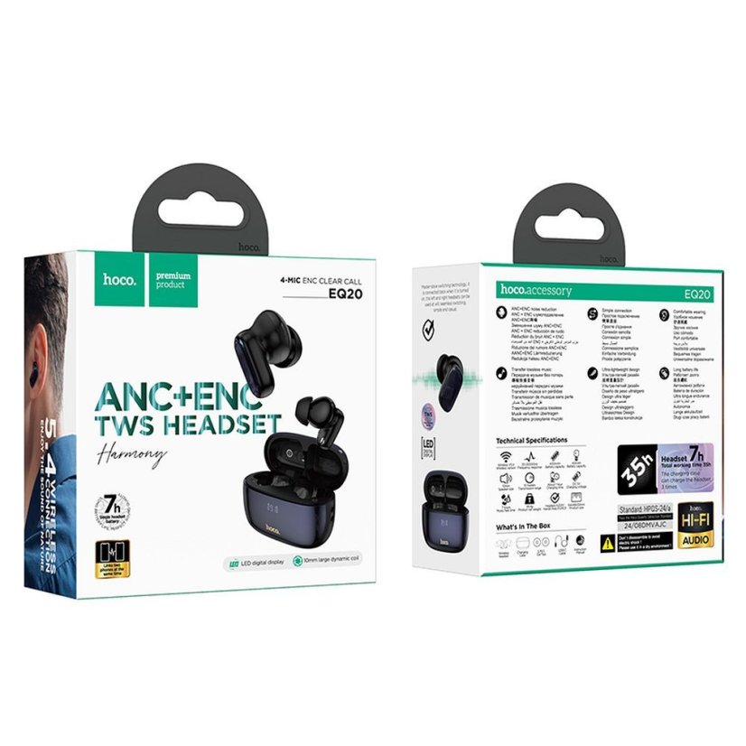 Slúchadlá Wireless Earphones Hoco Tws Anc + Enc Eq20 Black