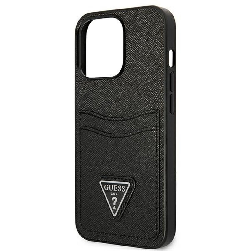 Kryt Original Faceplate Case Guess Guhcp13Lpsatpk iPhone 13 Pro (Saffiano Double Card Triangle / Black)