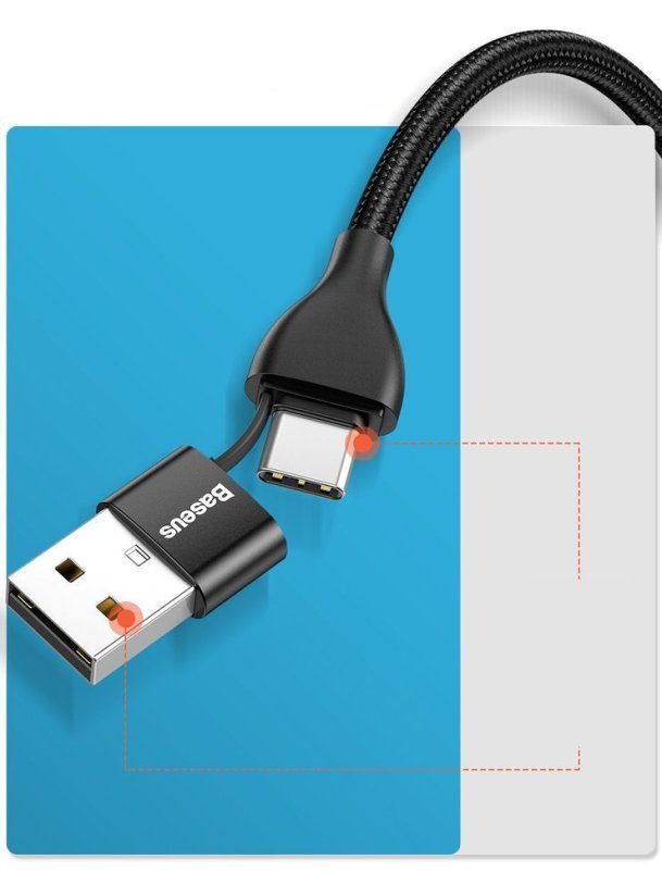 Baseus nylon kábel USB/USB Typ-C/Lightning 2A 1metrový pre rýchlonabíjanie 18W