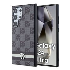 DKNY PU Leather Checkered Pattern and Stripe tok a Samsung Galaxy S24 Ultra Black számára