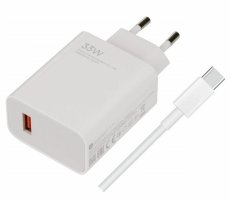 Xiaomi MDY-16-EF USB-A 33W Utazótöltő + USB-C kábel Fehér (Bulk pack)