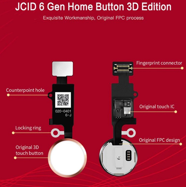 Apple iPhone 7, 7 Plus, 8, 8 Plus, SE 2020, SE 2022 - JC 6th gen. 3D Touch - Home gomb - Home gomb hátlap funkcióval (ezüst)