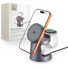 Tech-Protect A48 3in1 Magnetic mágneskábeles Wireless Charger 25W Qi2.2 Dark Grey