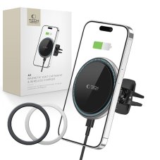 Držiak do auta Tech-Protect A2 Magnetic Magsafe Vent Car Mount Wireless Charger 15W Black Držiak do auta Tech-Protect A2 Magnetic Magsafe Vent Car Mount Wireless Charger 15W Black