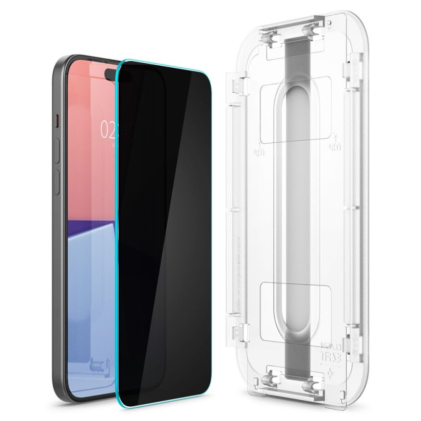 2ks v balení, set ochranných skiel Spigen Glas.Tr ”Ez Fit” 2-Pack iPhone 15 Plus / 16 Plus Privacy