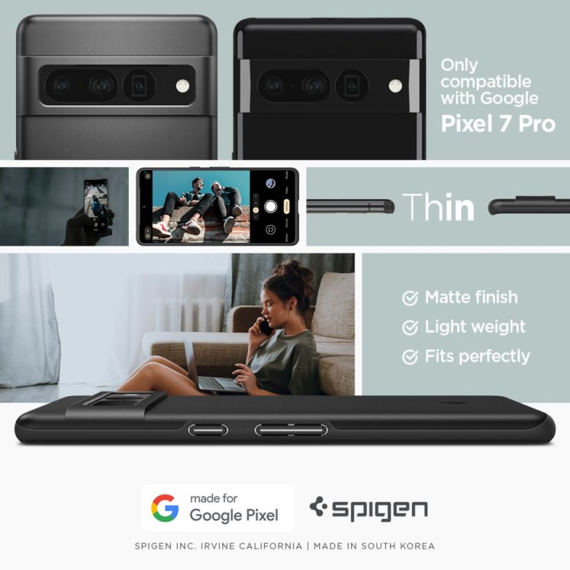 Kryt Spigen Thin Fit Google Pixel 7 Pro Black