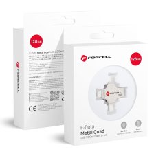 Pamäťová karta Pendrive 128Gb USB 3.2 Gen 1 (USB A / USB C / Lightning / Micro USB) Forcell F-Data Metal Quad Silver Pamäťová karta Pendrive 128Gb USB 3.2 Gen 1 (USB A / USB C / Lightning / Micro USB) Forcell F-Data Metal Quad Silver