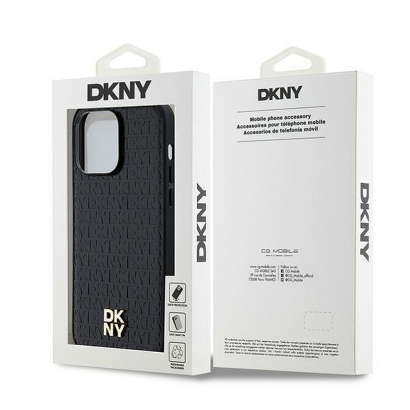 Kryt DKNY Case iPhone 13 Pro s MagSafe Dkhmp13Lpshrpsk (DKNY Hc Magsafe Pu Repeat Pattern W/Stack Logo) Black