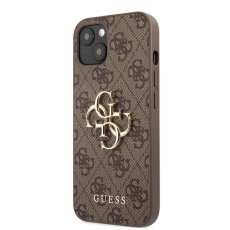 Guess PU 4G Metal Logo zadný kryt pre iPhone 13 Brown
