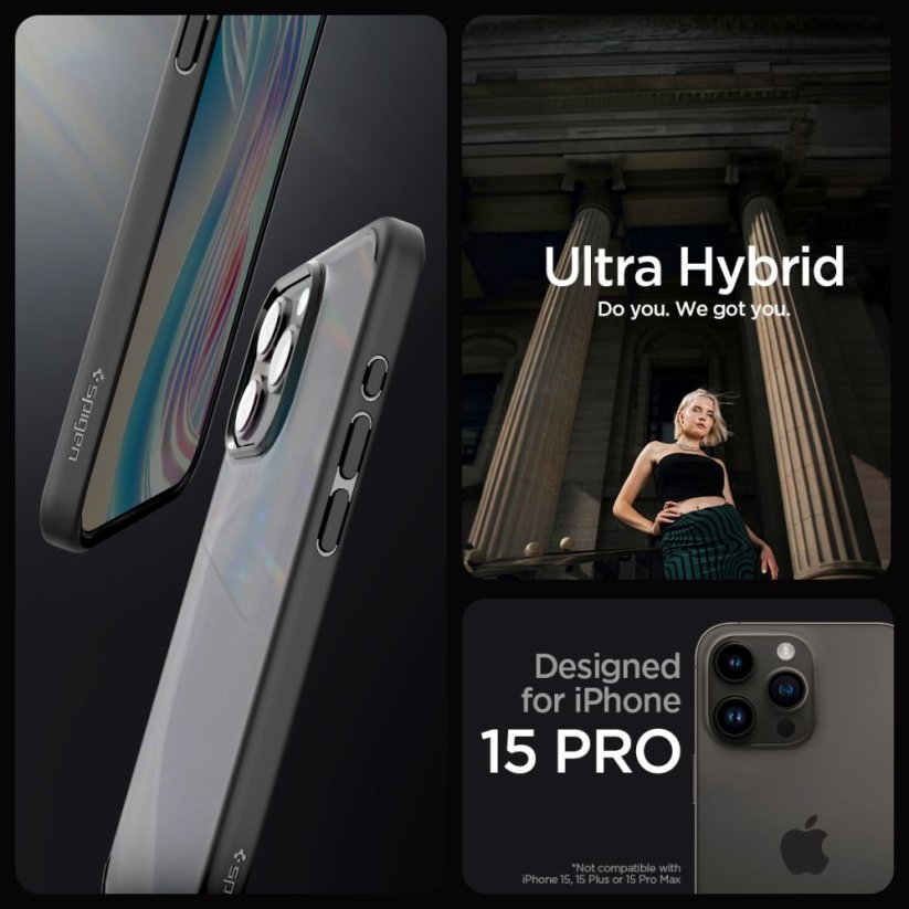 Kryt Spigen Ultra Hybrid iPhone 15 Pro Max Frost Black