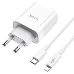 Nabíjačka do siete Hoco C80A Network Charger PD20W/QC3.0 + Lightning Cable White