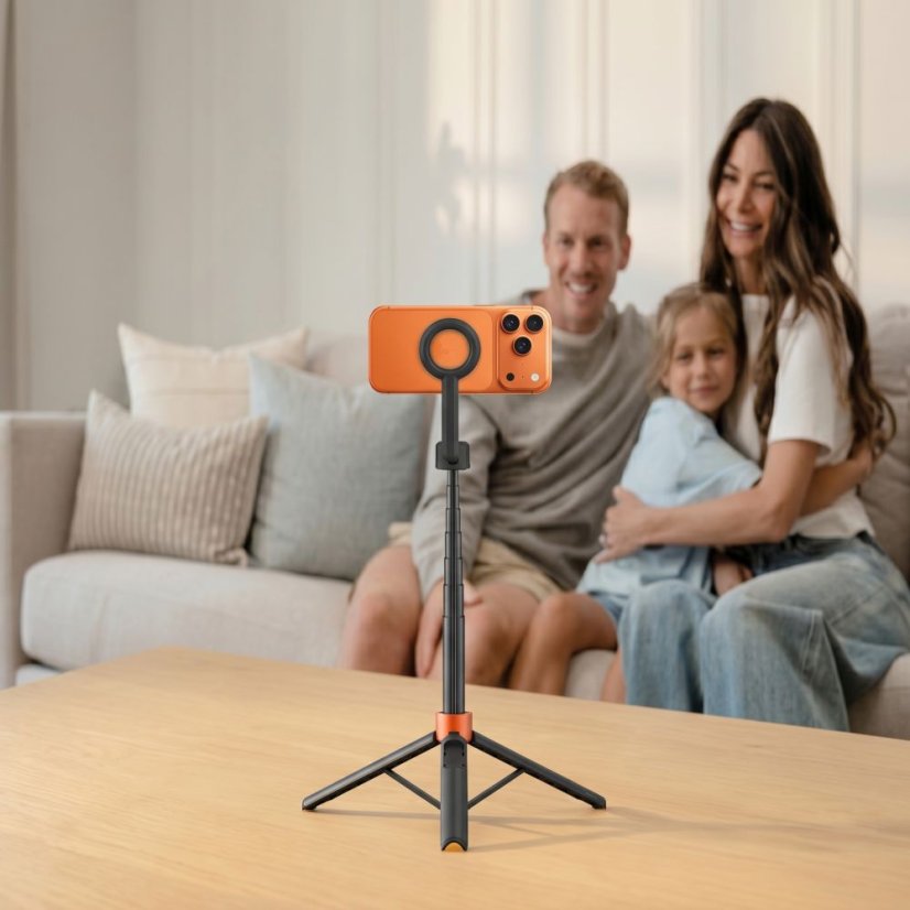 Selfie tyč Tech-Protect L10S Magsafe Bluetooth Selfie Stick Tripod Black/Orange