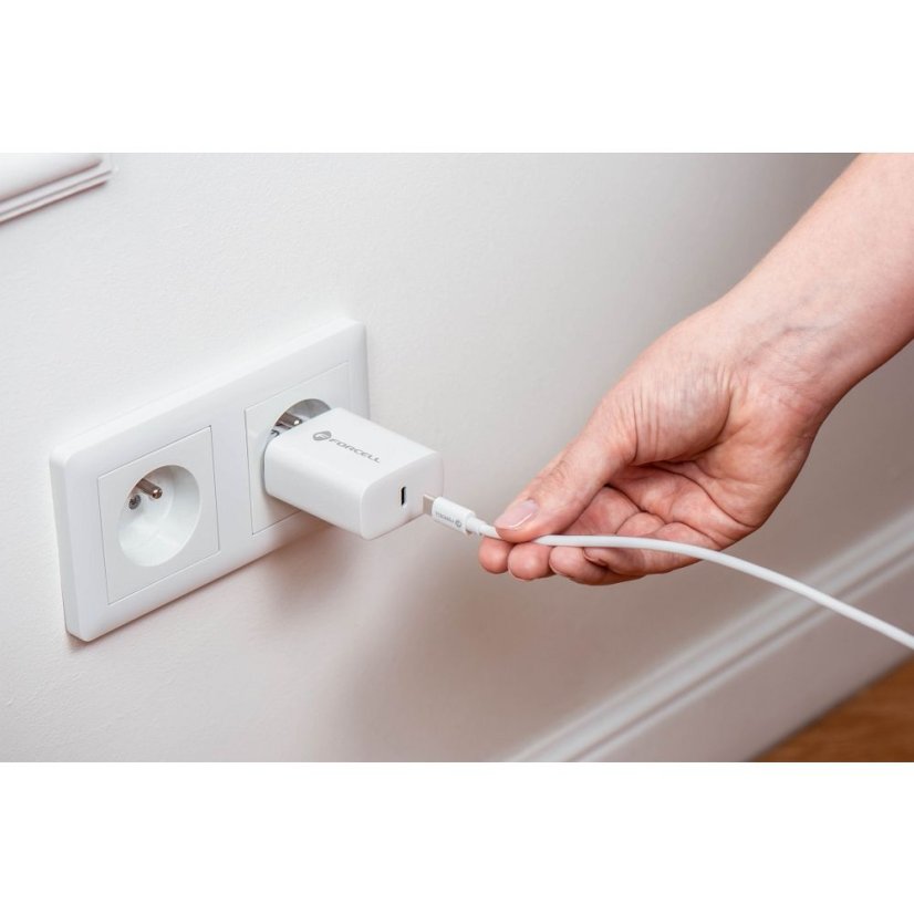 Kábel Phone Charger Forcell F-Energy USB C Qc4.0 Pd 3A 25W + Cable USB C to USB C Tfk-Tc-25Wpd White