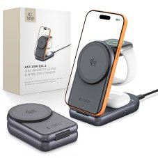 Bezdrátová nabíječka Tech-Protect A53 3v1 Magnetic Magsafe Wireless Charger 25W Qi2.2 Dark Grey