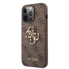 Guess PU 4G Metal Logo zadný kryt pre iPhone 13 Pro Brown