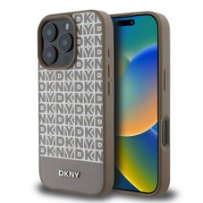 DKNY PU Leather Repeat Pattern Bottom Stripe MagSafe zadní kryt pro iPhone 16 Pro Max Brown DKNY PU Leather Repeat Pattern Bottom Stripe MagSafe zadní kryt pro iPhone 16 Pro Max Brown