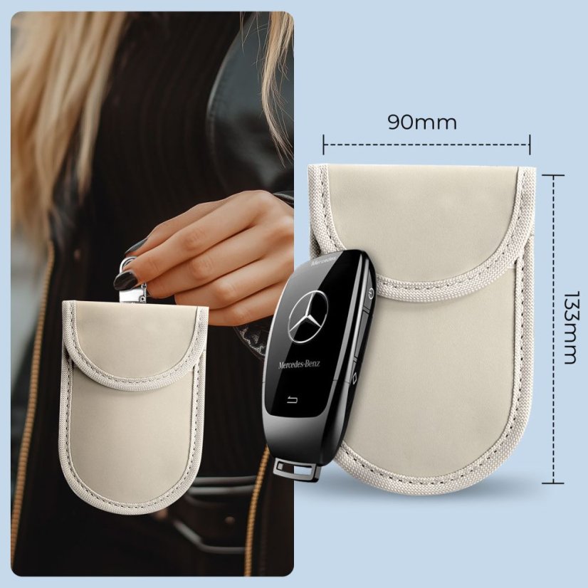 RFID blokátor Klatka Faradaya Tech-Protect Klr100 Pouch Keyless Rfid Signal Blocker Case Caffe Latte