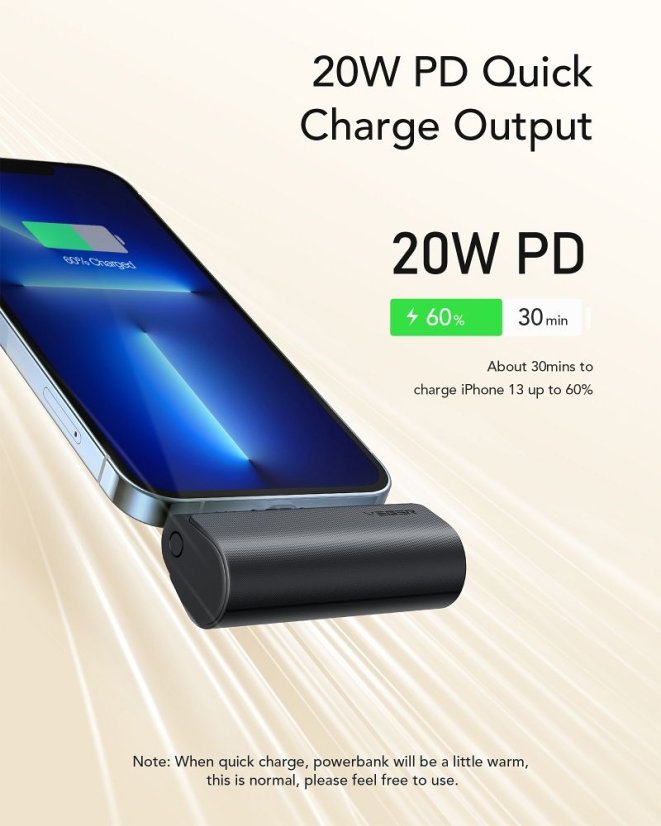 Powerbanka Powerbank Veger Plugon (W0556P) Pd Qc3.0 3A 20W 5000 mAh With A Built-In Connector Lightning Black