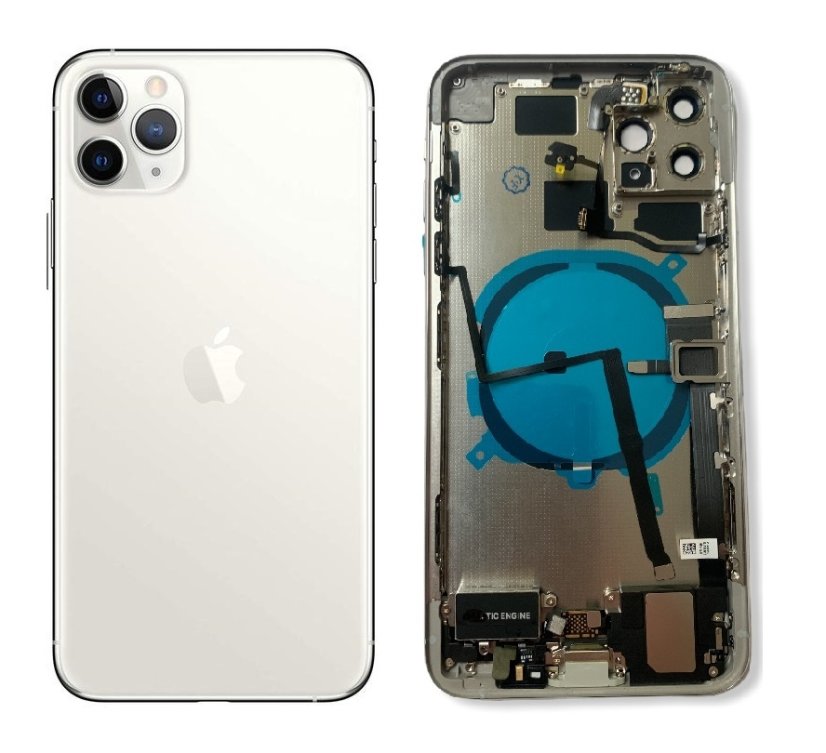 Apple iPhone 11 Pro Max - Zadný housing s predinštalovanými dielmi (Silver) Apple iPhone 11 Pro Max - Zadný housing s predinštalovanými dielmi (Silver)